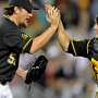 Easy peasy, lemon squeezy. Joel Hanrahan and Michael McKenry.  Copyright ©, Pittsburgh Post-Gazette, 2012, all rights reserved. Reprinted with permission. 